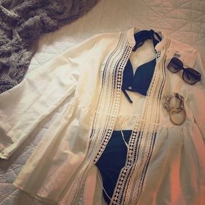 NWT white linen eyelet swimsuit coverup